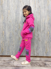 Girls Vibrant Pink Fleece Tracksuit