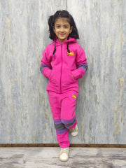 Girls Vibrant Pink Fleece Tracksuit