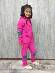 Girls Vibrant Pink Fleece Tracksuit