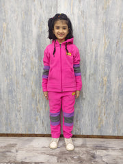 Girls Vibrant Pink Fleece Tracksuit