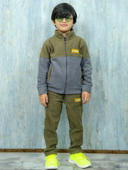 Boys Olive Grey Polar Fleece Tracksuit