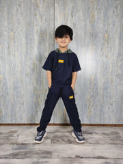 Navy Blue Kids Hood with Trouser - Dobby Stuff