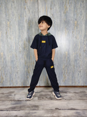 Navy Blue Kids Hood with Trouser - Dobby Stuff