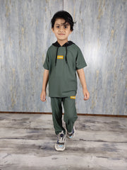 Sea Green Kids Hood with Trouser - Dobby Stuff