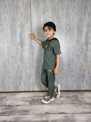 Sea Green Kids Hood with Trouser - Dobby Stuff