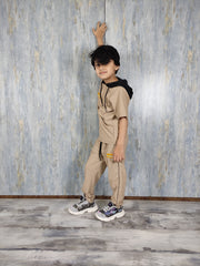 Beige Kids Hood with Trouser - Dobby Stuff