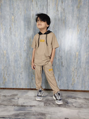 Beige Kids Hood with Trouser - Dobby Stuff