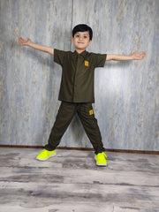 Olive Kids Safari Suit with Trouser - Dobby Stuff